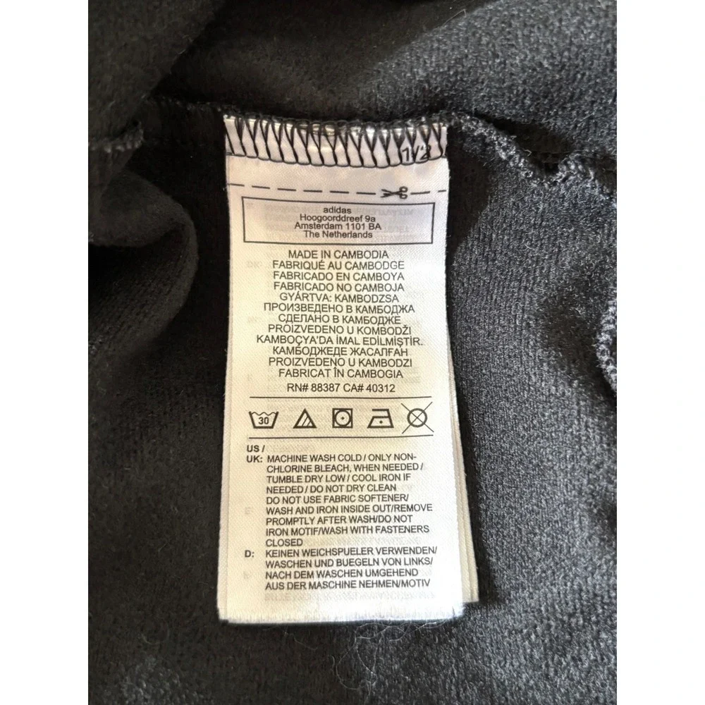 Adidas Mens Black White 3 Stripe Full Zip Track Jacket Large Recycled Polyester